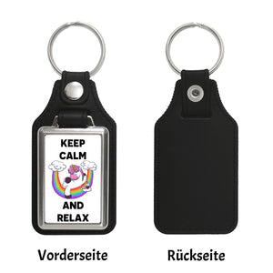 Keep calm and relax Schlüsselanhänger mit Einhorn-Motiv