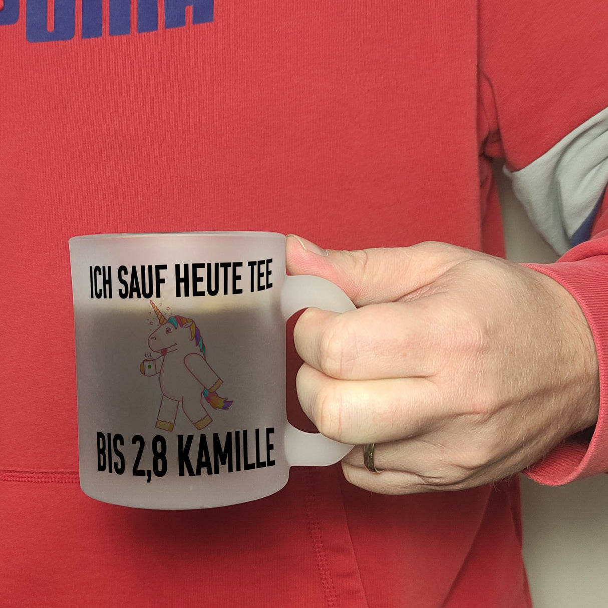 Ich sauf heute Tee bis 2,8 Kamille Kaffeebecher mit Einhorn