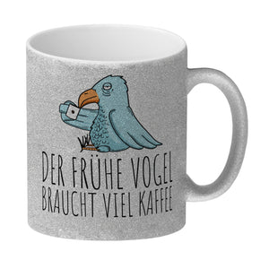 Der frühe Vogel braucht viel Kaffee Kaffeebecher