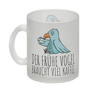 Der frühe Vogel braucht viel Kaffee Kaffeebecher