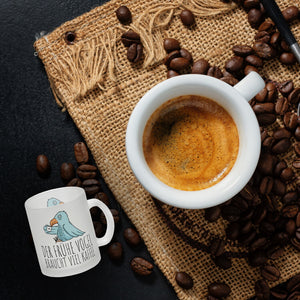 Der frühe Vogel braucht viel Kaffee Kaffeebecher