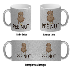 Pee nut Kaffeebecher mit pinkelnder Erdnuss