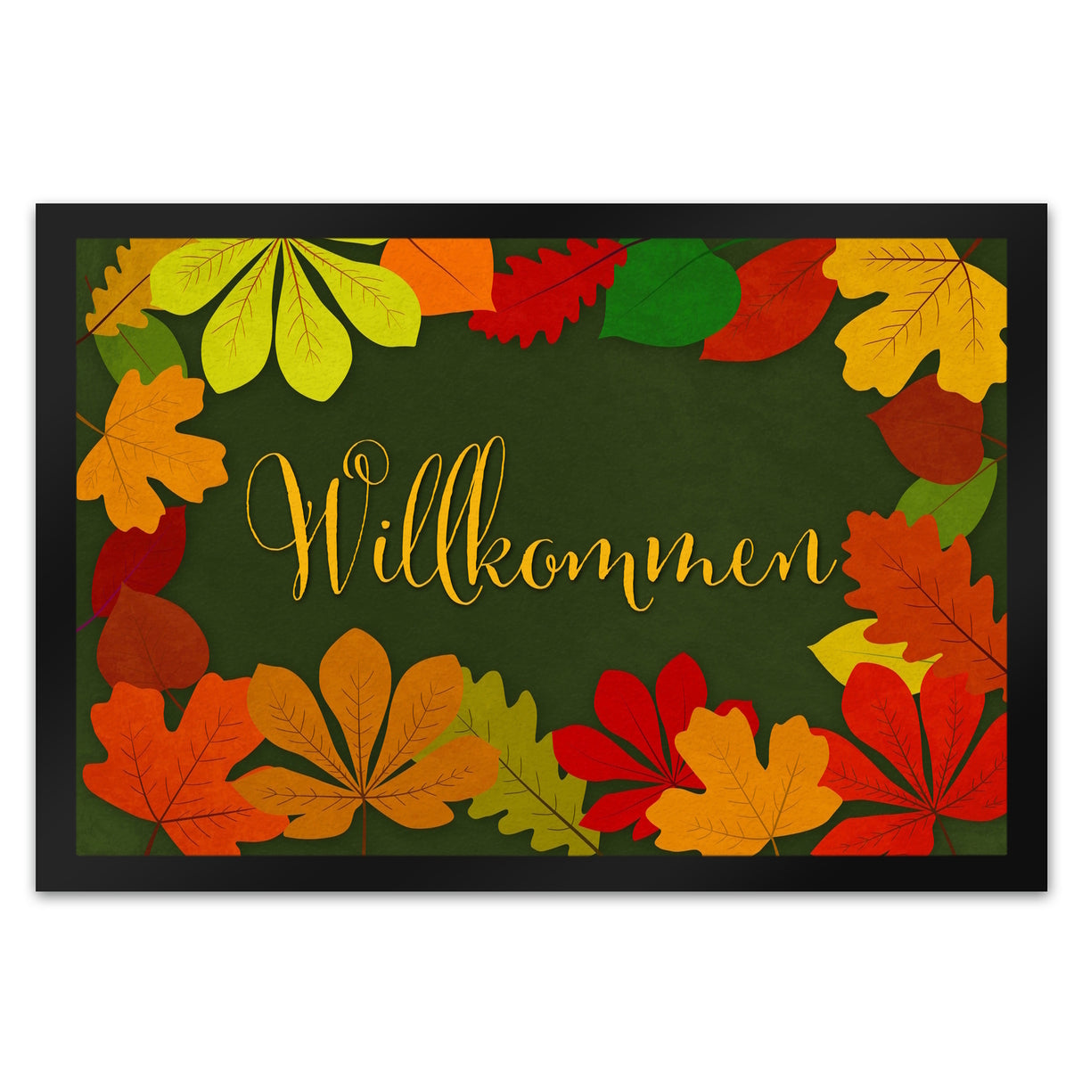 Willkommen Herbst Fußmatte mit Laubkranz