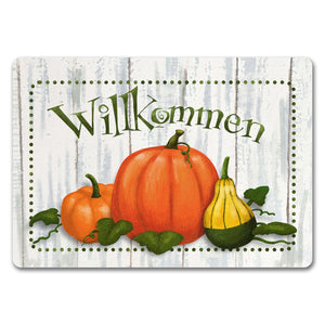 Willkommen Fußmatte mit herbstlichen Kürbissen