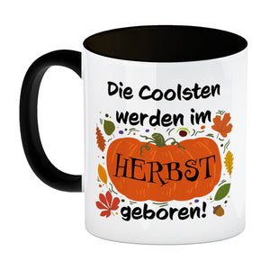 Die Coolsten werden im Herbst geboren Kaffeebecher mit Kürbis Motiv
