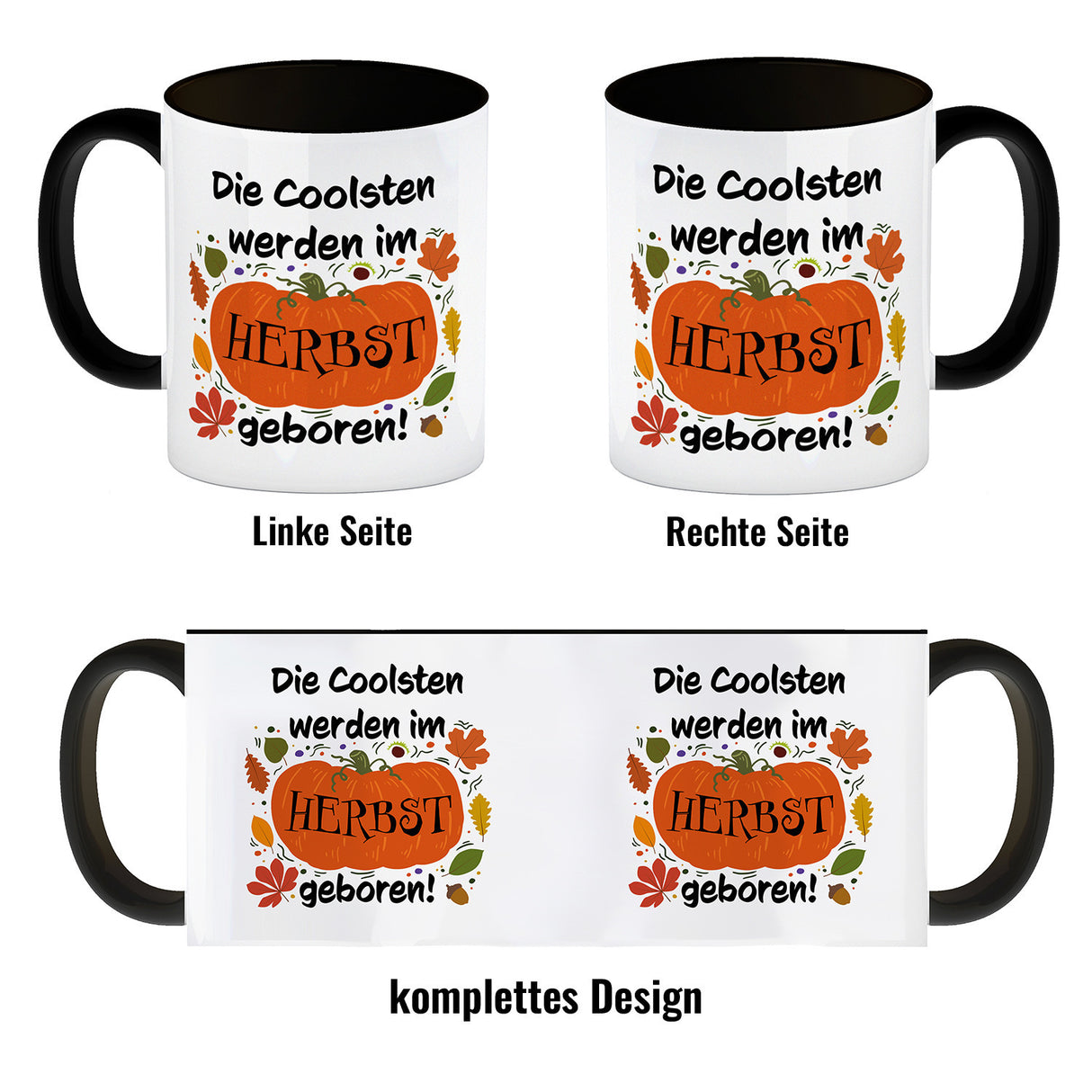 Die Coolsten werden im Herbst geboren Kaffeebecher mit Kürbis Motiv