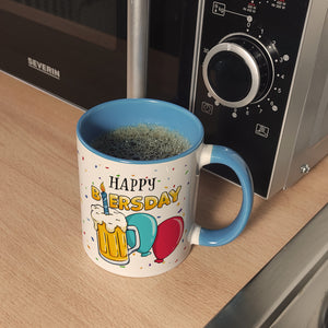 Happy Biersday Kaffeebecher mit Bier und Ballons