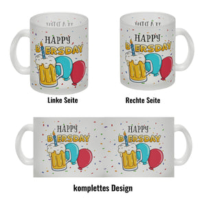 Happy Biersday Kaffeebecher mit Bier und Ballons