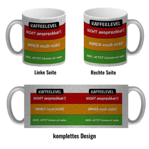 Kaffeelevel nicht ansprechbar Kaffeebecher mit verschiedenen Gemütslagen