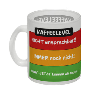 Kaffeelevel nicht ansprechbar Kaffeebecher mit verschiedenen Gemütslagen