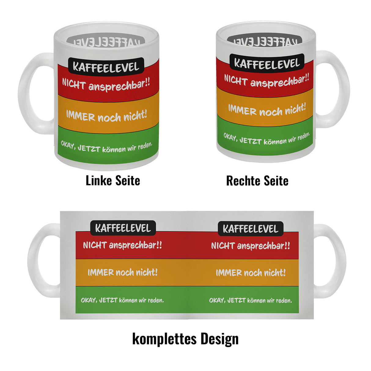 Kaffeelevel nicht ansprechbar Kaffeebecher mit verschiedenen Gemütslagen