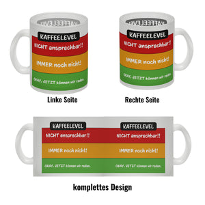 Kaffeelevel nicht ansprechbar Kaffeebecher mit verschiedenen Gemütslagen