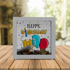 Happy Biersday Spardose mit Bier und Ballons
