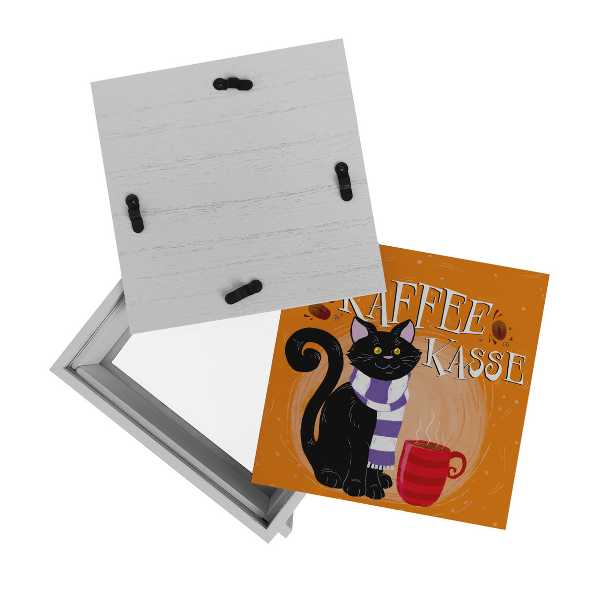 Herbstliche Kaffeekasse Spardose mit schwarzer Katze