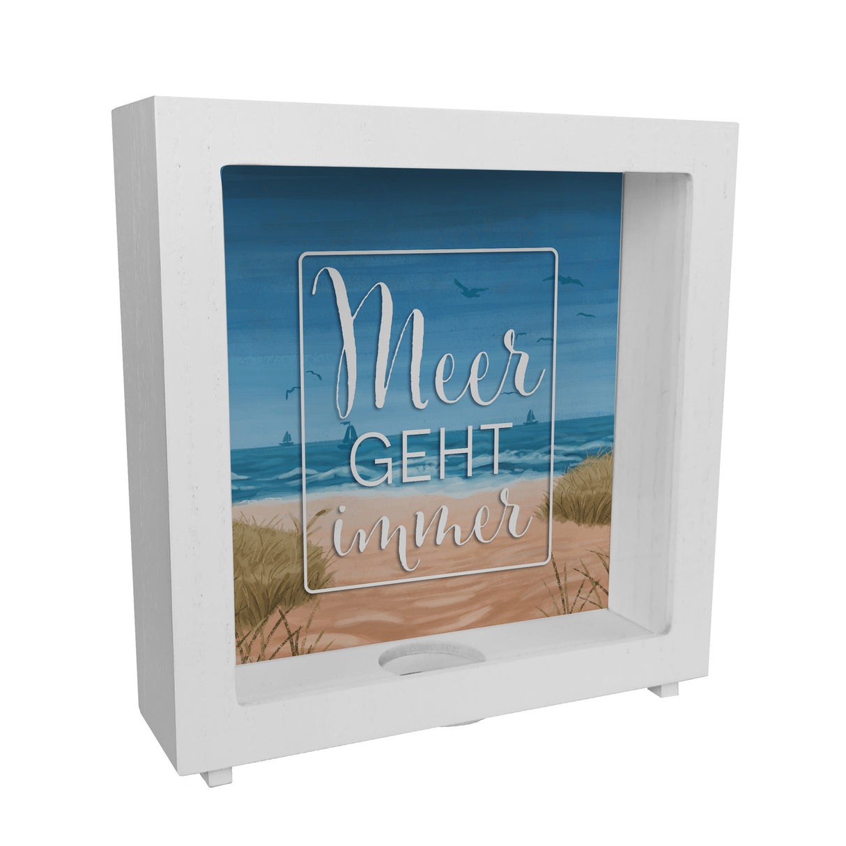 Meer geht immer Spardose mit Urlaubsmotiv