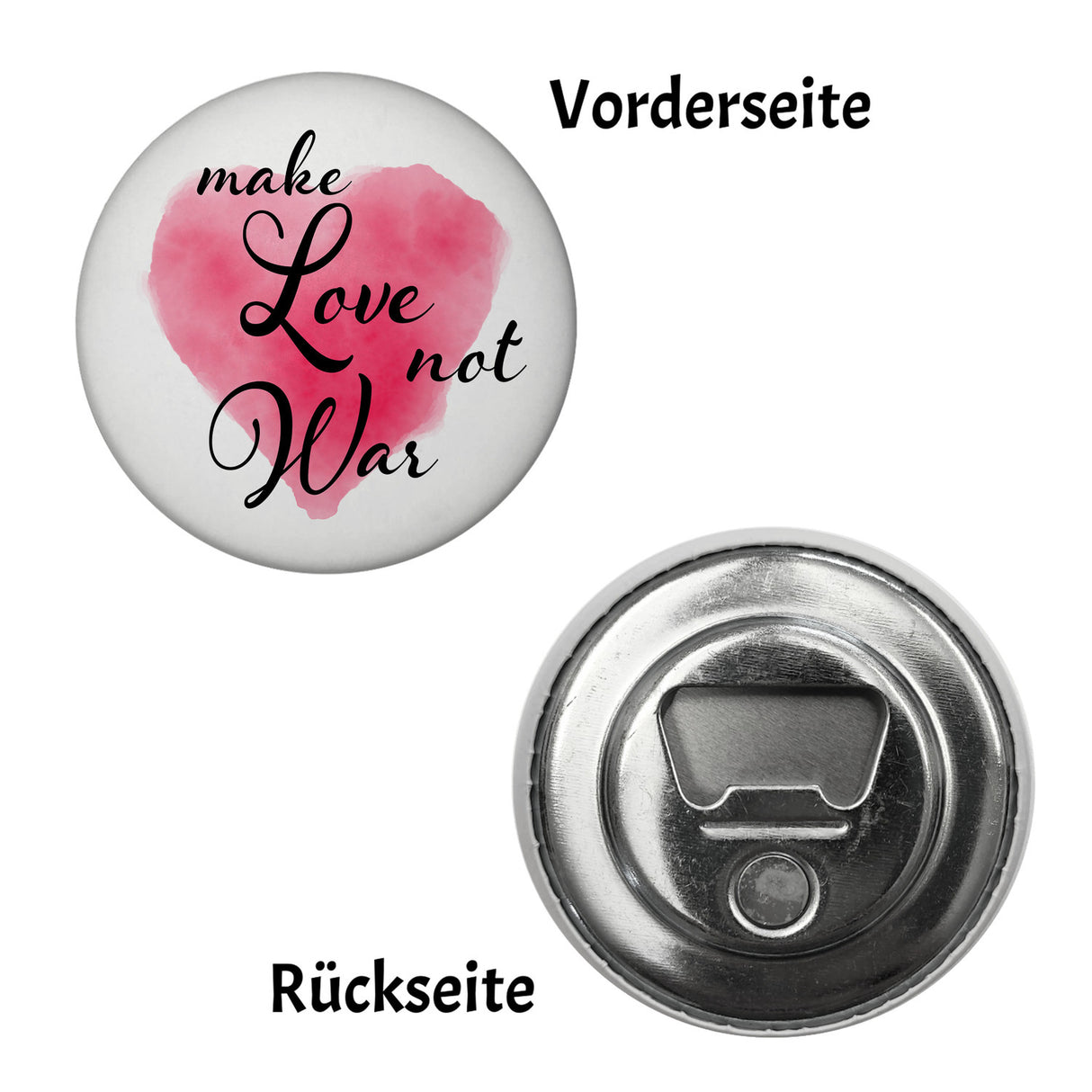Make Love not War Kühlschrankmagnet mit Herz zum Thema Frieden