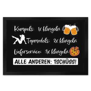 Kumpels, Topmodels, Lieferservice Klingel Fußmatte für die Männerhöhle