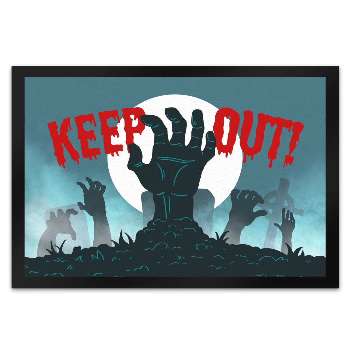 Keep out Halloween Fußmatte mit gruseligem Friedhof und Zombiehänden