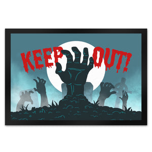 Keep out Halloween Fußmatte mit gruseligem Friedhof und Zombiehänden