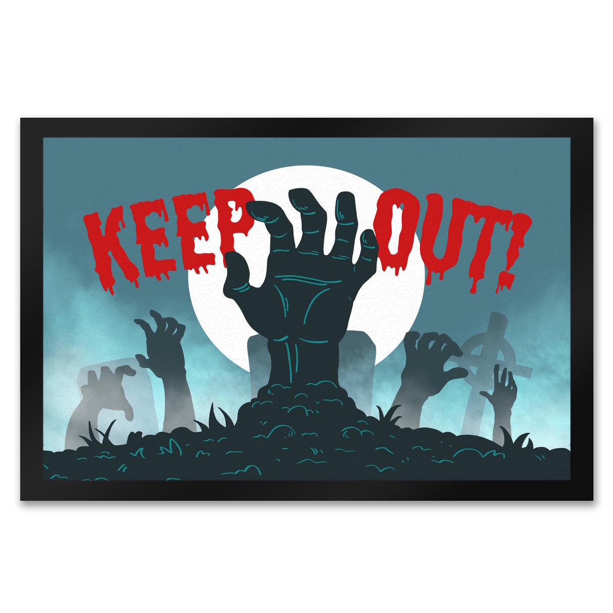 Keep out Halloween Fußmatte mit gruseligem Friedhof und Zombiehänden