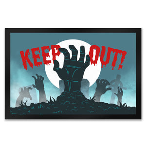 Keep out Halloween Fußmatte mit gruseligem Friedhof und Zombiehänden