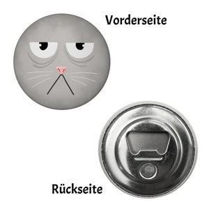 Kühlschrankmagnet mit Katzengesicht verwirrte Katze