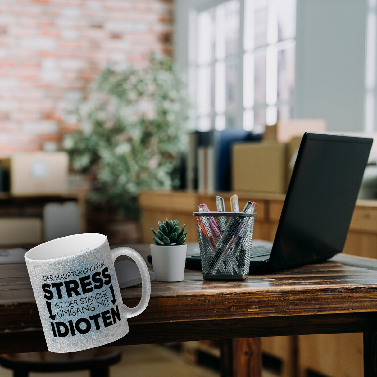 Der Hauptgrund für Stress sind Idioten Kaffeebecher für den Arbeitsplatz