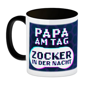 Papa am Tag - Zocker in der Nacht Kaffeebecher für Gamer und Väter