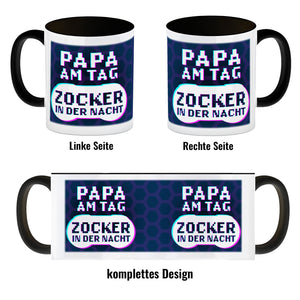 Papa am Tag - Zocker in der Nacht Kaffeebecher für Gamer und Väter
