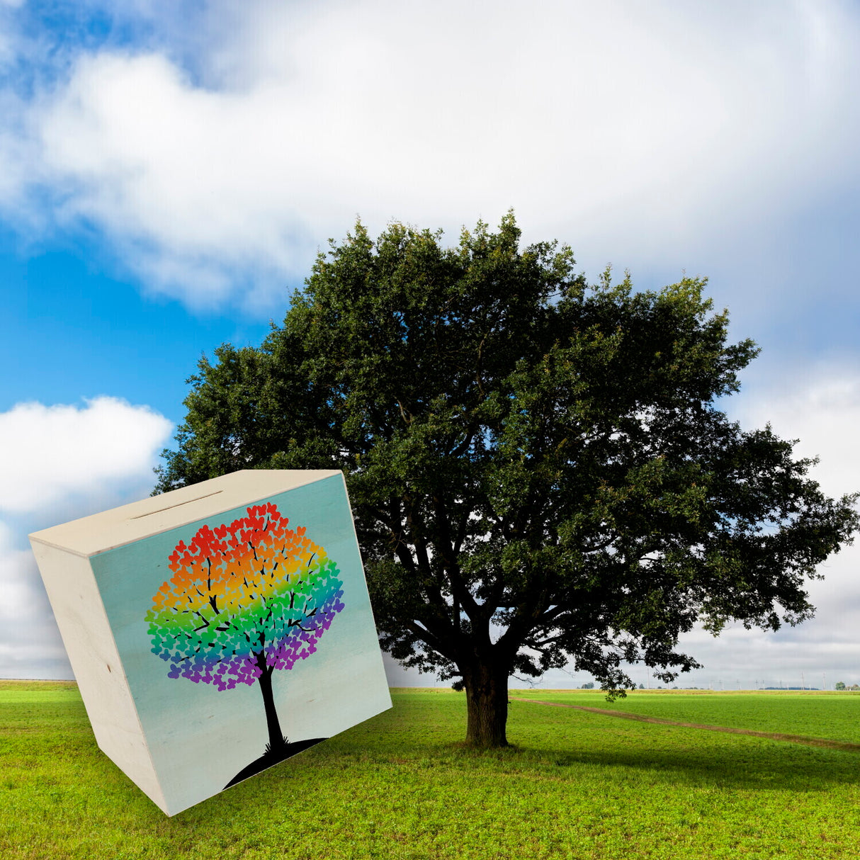 Baum in Regenbogenfarben Spardose
