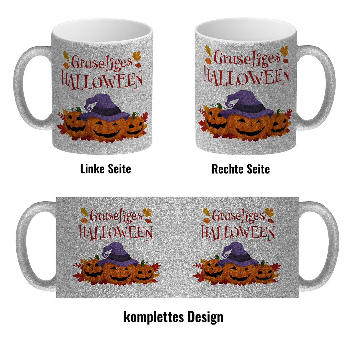Gruseliges Halloween Kaffeebecher mit grinsenden Kürbissen