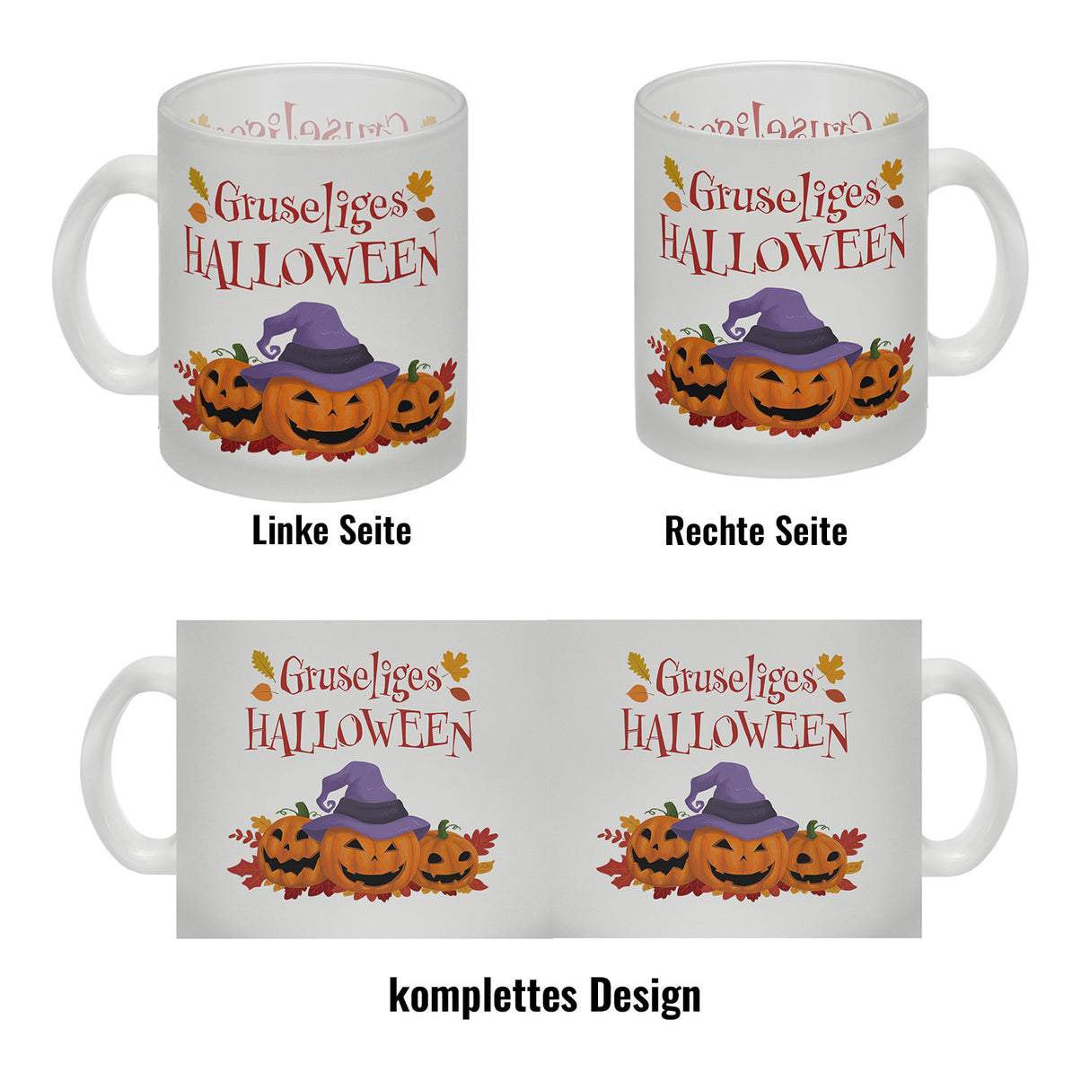 Gruseliges Halloween Kaffeebecher mit grinsenden Kürbissen