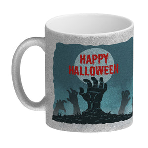 Happy Halloween Kaffeebecher mit gruseligen Zombiehänden