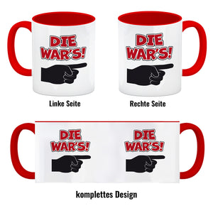 Die war’s Kaffeebecher mit beschuldigender Hand