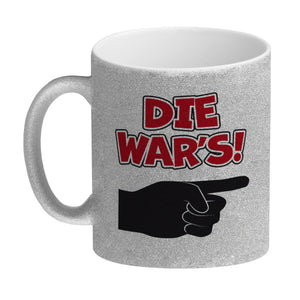 Die war’s Kaffeebecher mit beschuldigender Hand