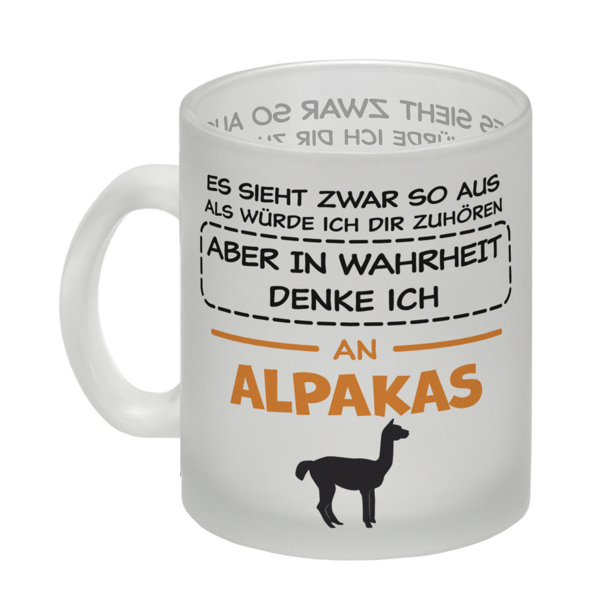 In Wahrheit denke ich an Alpakas Kaffeebecher