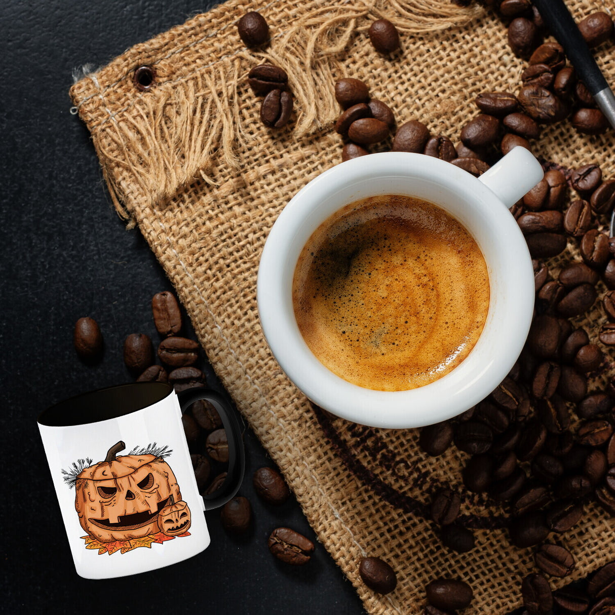 Herbstlicher Kürbiskopf Kaffeebecher