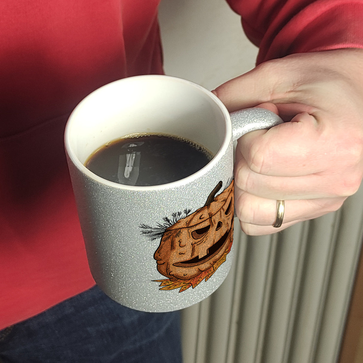 Herbstlicher Kürbiskopf Kaffeebecher