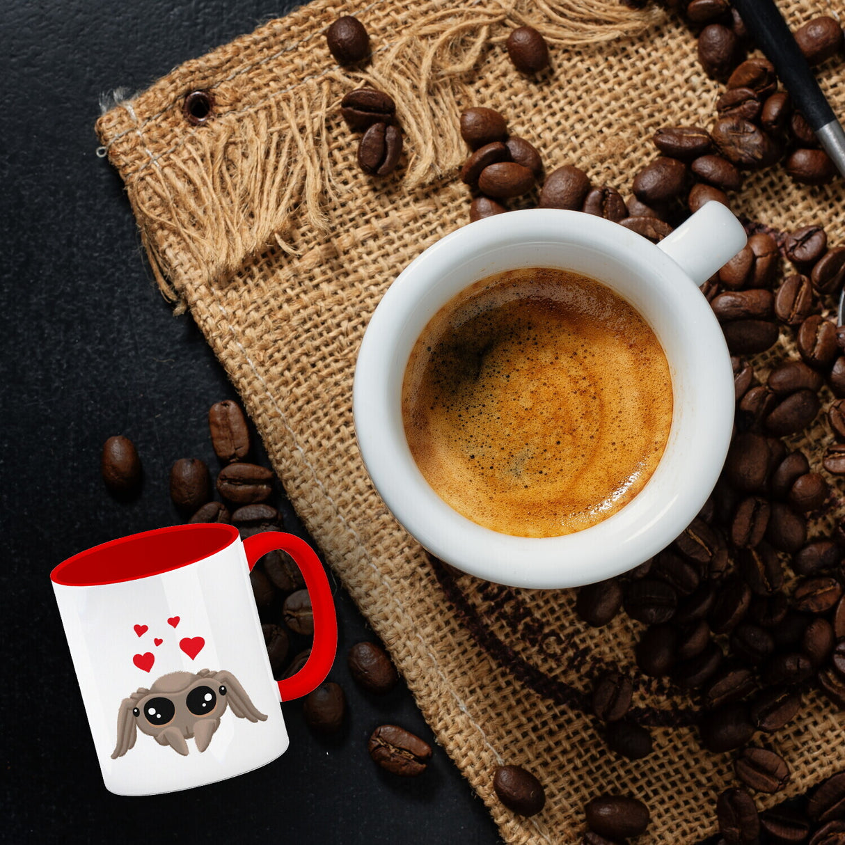 Niedliche Nosferatu Spinne Kaffeebecher mit Herzen