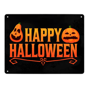 Happy Halloween Metallschild mit lustigen Kürbissen