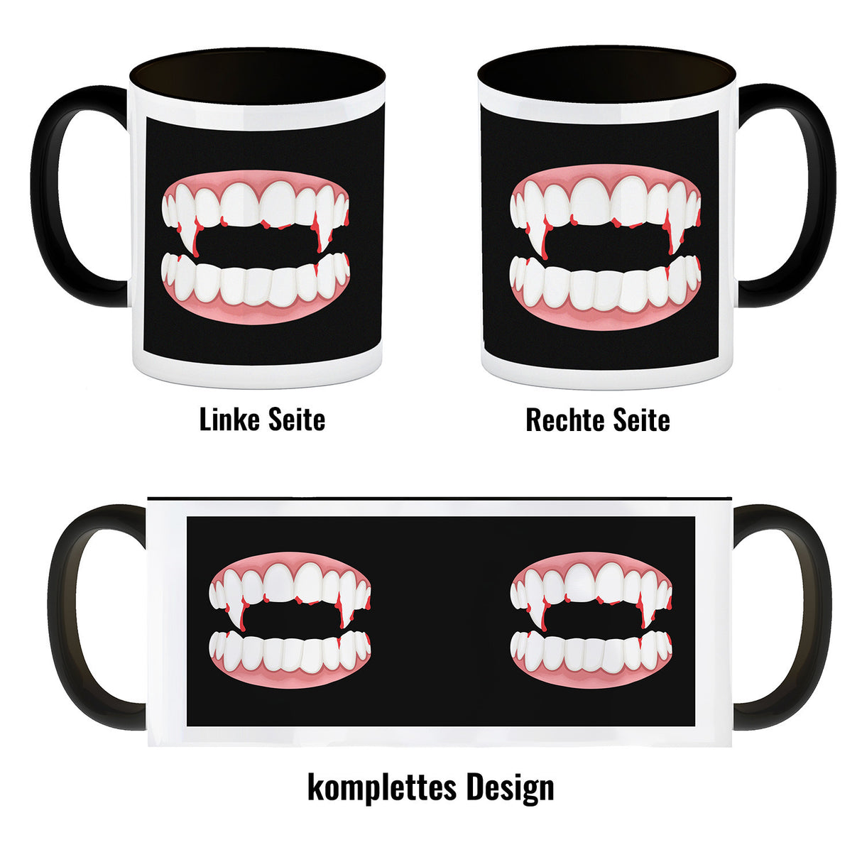 Vampirgebiss Horror Kaffeebecher für Halloween