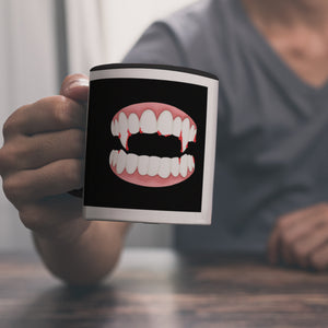 Vampirgebiss Horror Kaffeebecher für Halloween