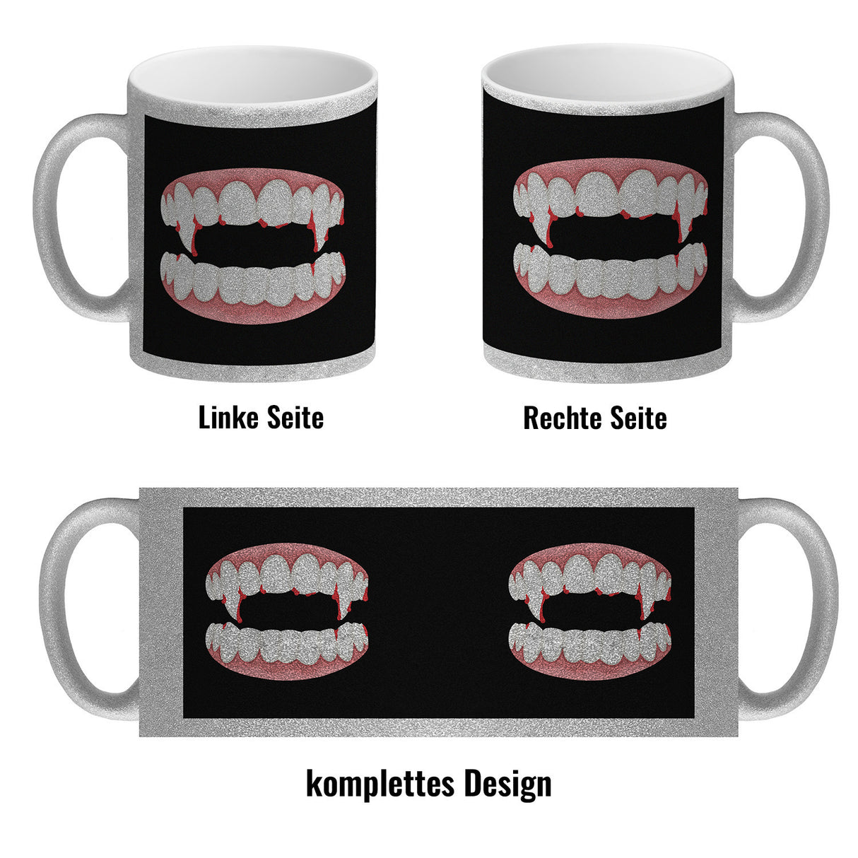 Vampirgebiss Horror Kaffeebecher für Halloween