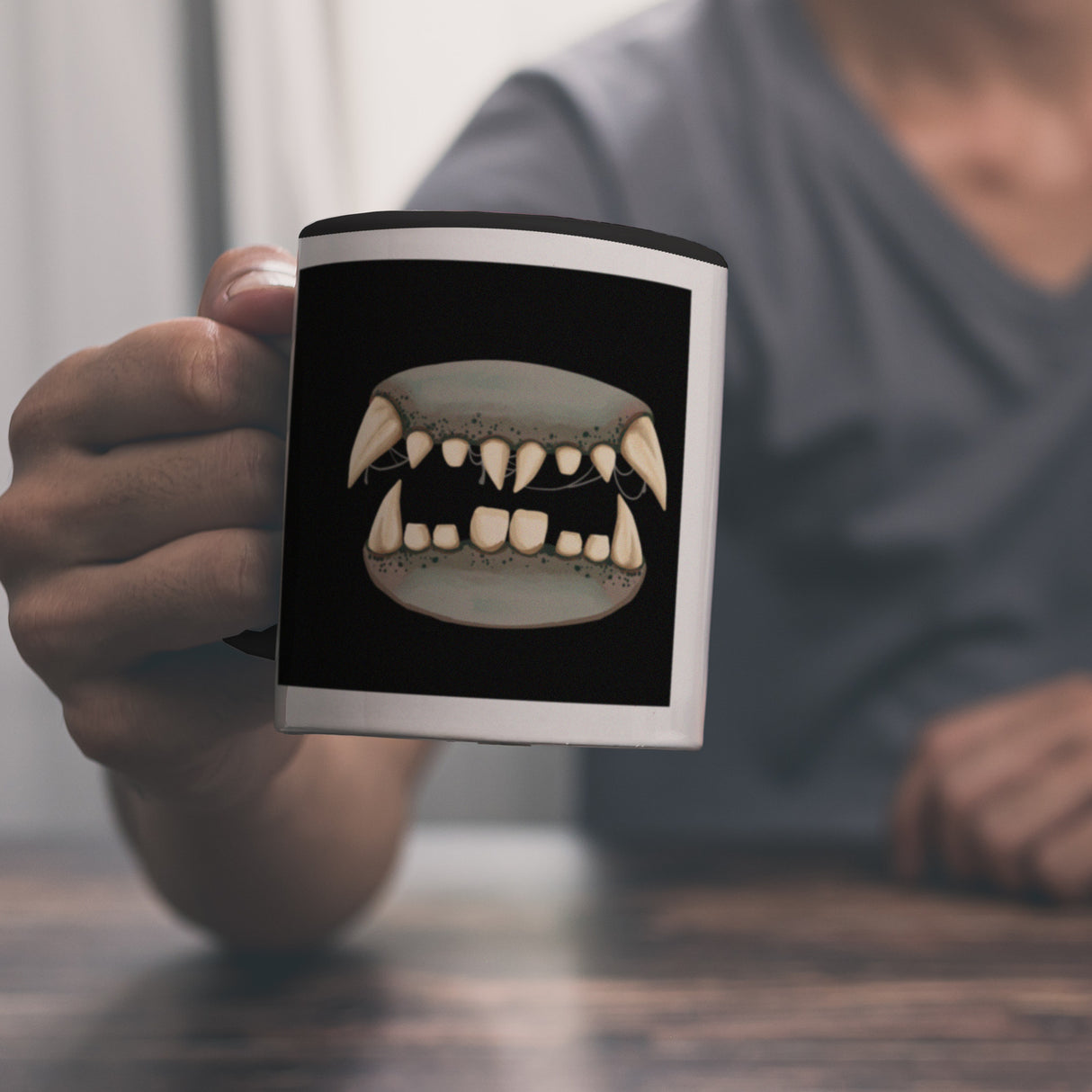 Zombiegebiss Horror Kaffeebecher für Halloween