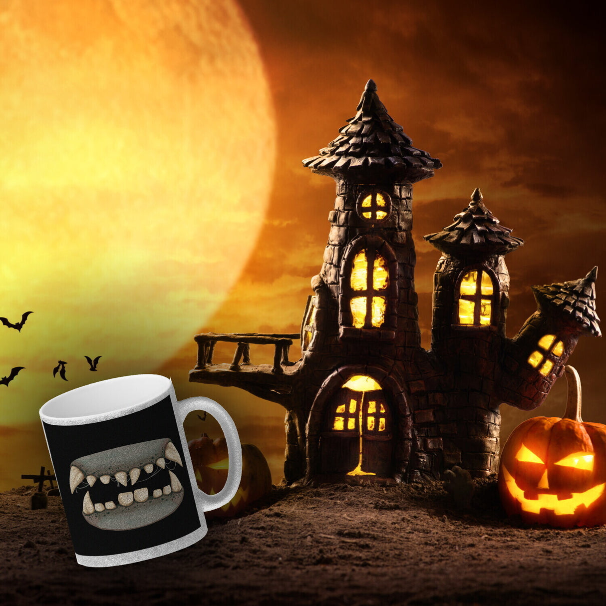 Zombiegebiss Horror Kaffeebecher für Halloween