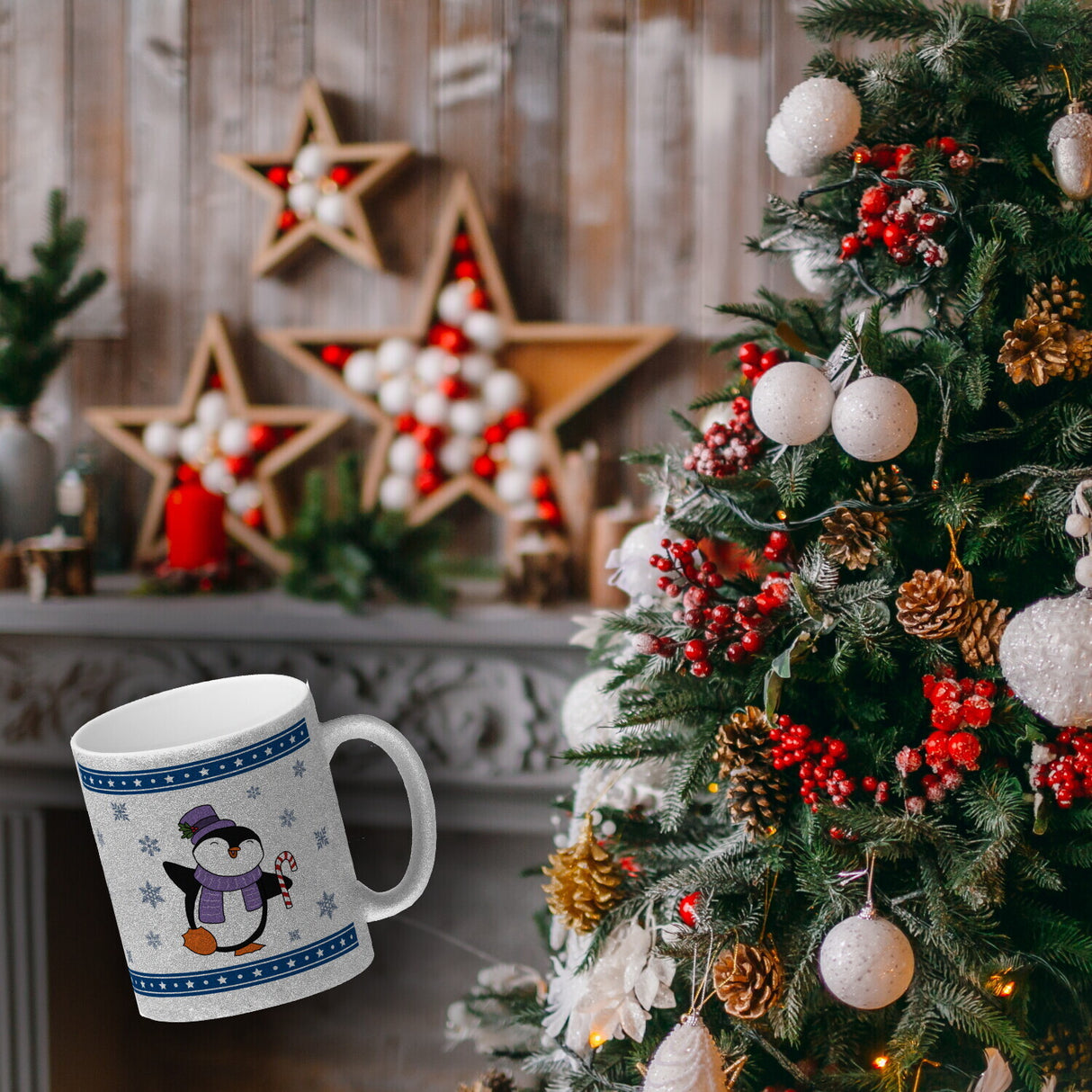 Tanzender Winter Pinguin Weihnachten Kaffeebecher