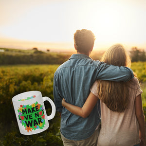 Make love not war Blumenmotiv Kaffeebecher