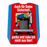 Ruhezeit für LKW-Fahrer Comic Parkscheibe in blau