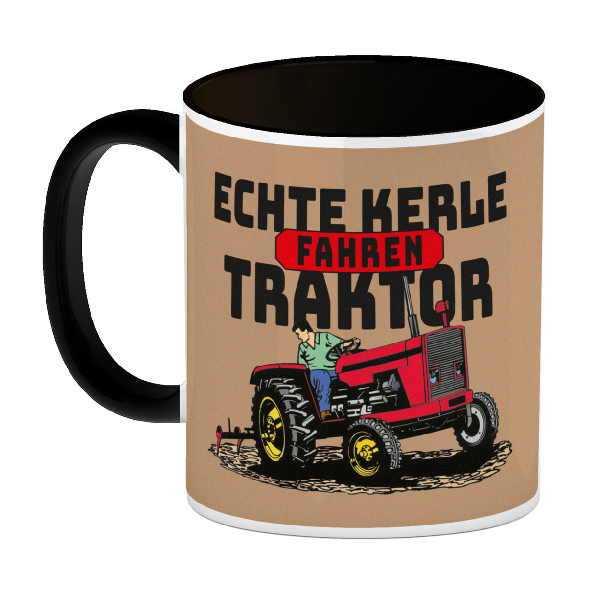 Echte Kerle fahren Traktor Kaffeebecher in braun