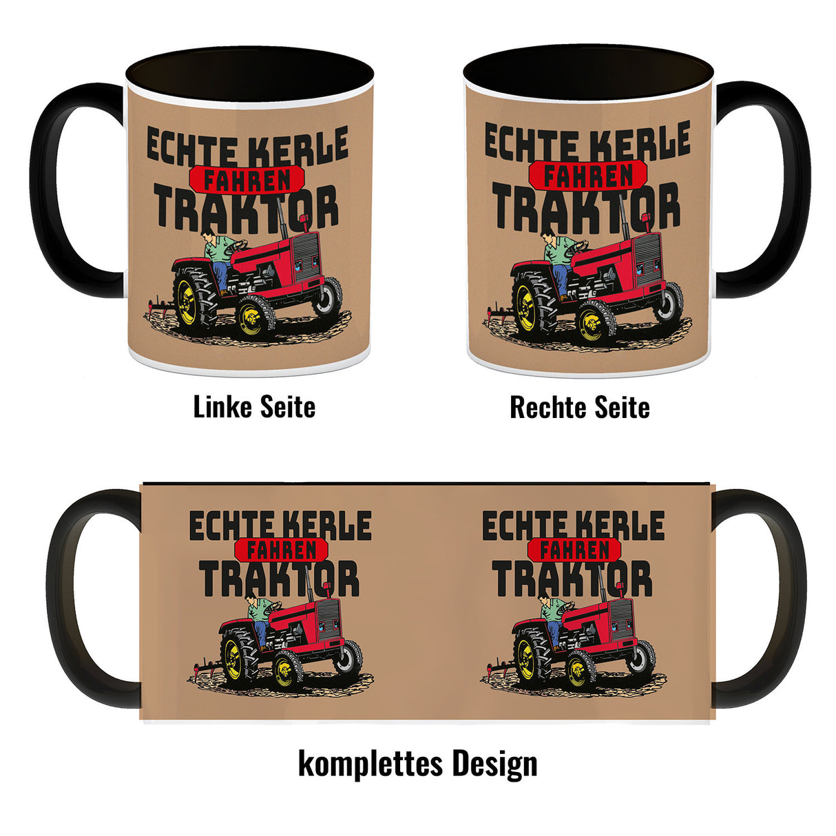Echte Kerle fahren Traktor Kaffeebecher in braun